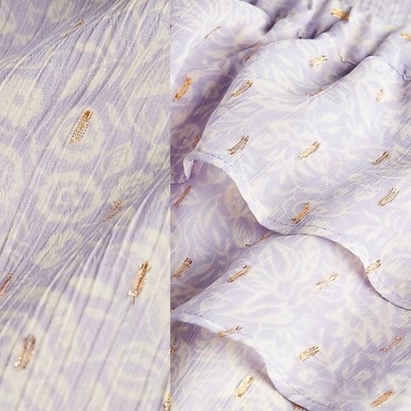 Express Floral Metallic Clip Dot Off Shoulder Romper - Picture 6 of 9